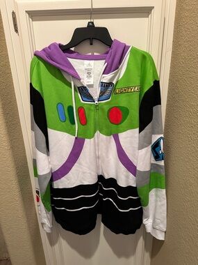 Disney BRAND NEW- Buzz Lightyear Costume Zip-Up Hoodie - Green, White, Purple
